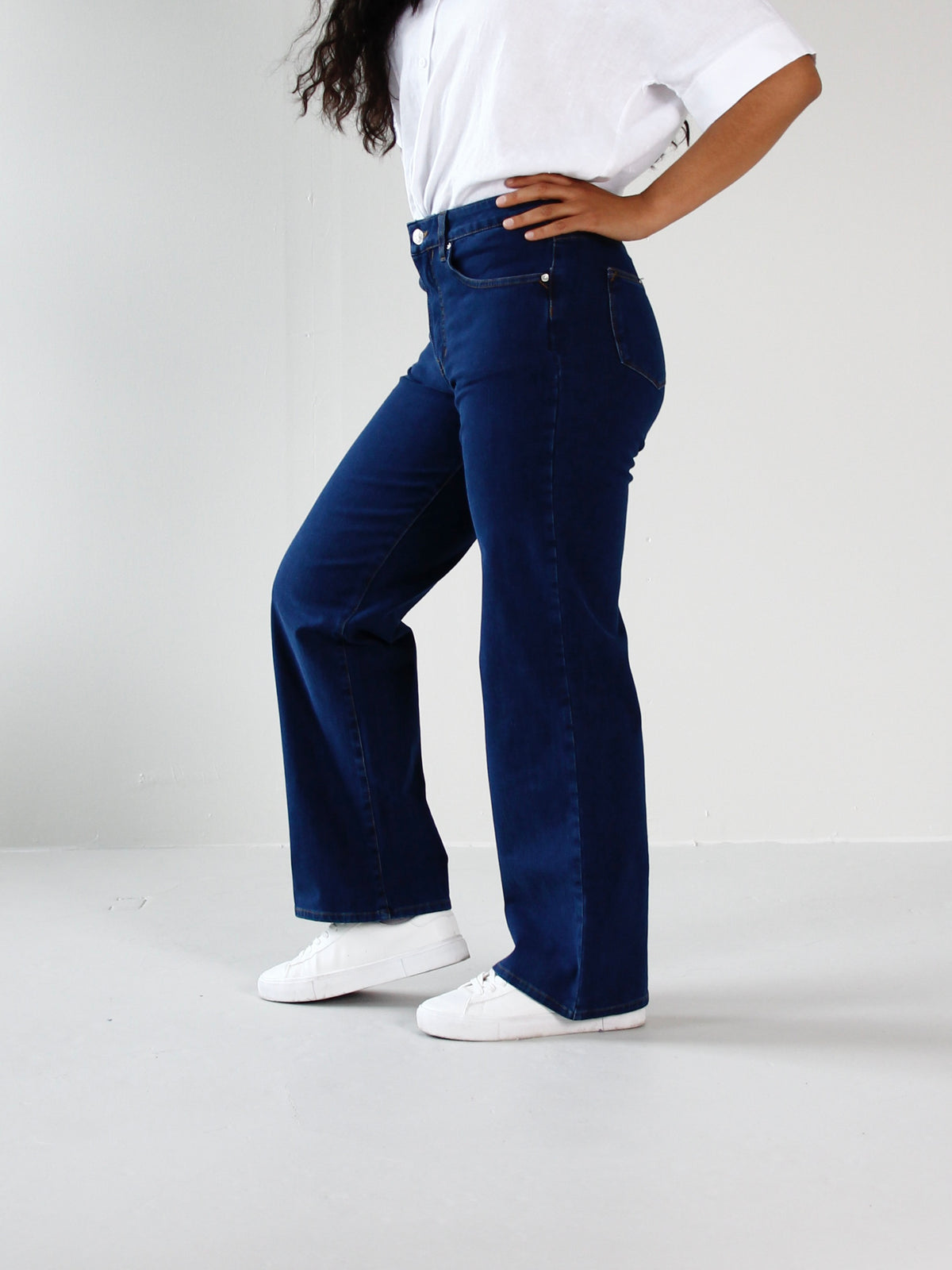 Stella wide leg jeans til dame i Lake Blue