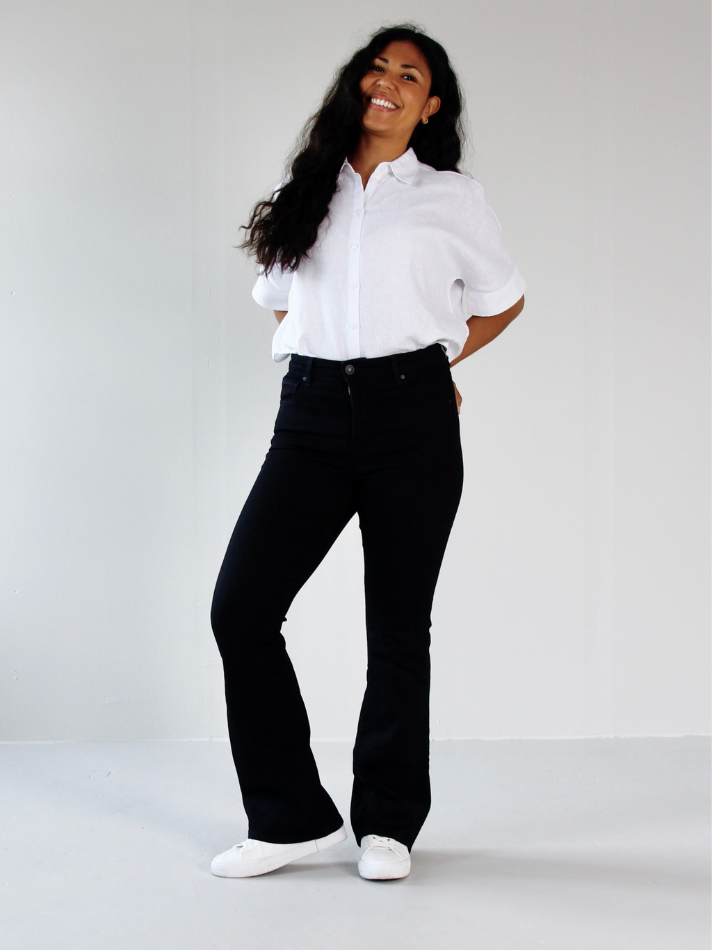 Svarte Wanda bootcut jeans til dame