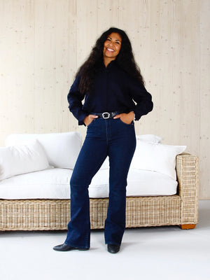 Wesley bootcut jeans til dame i Deep Sea