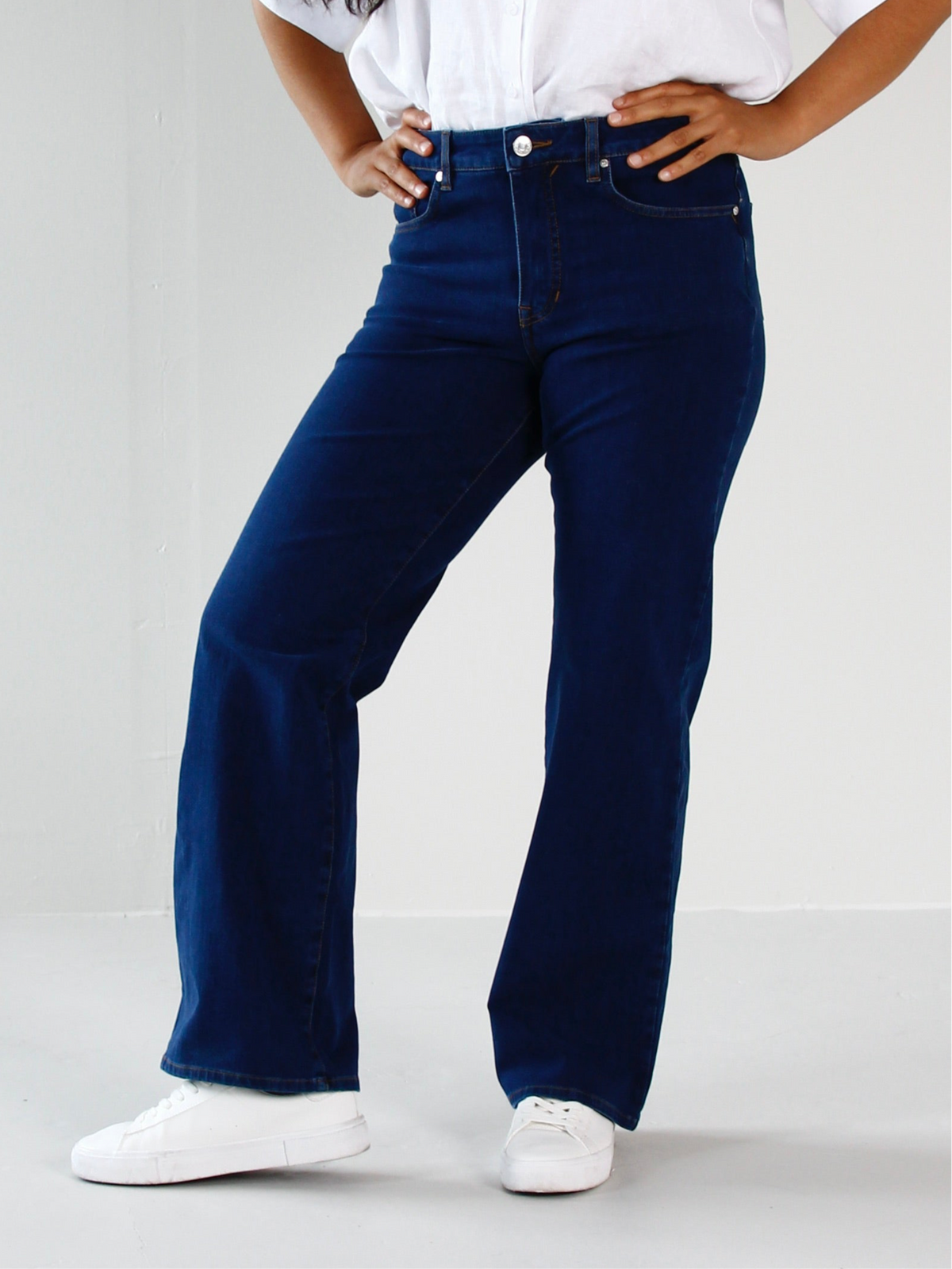 Stella wide leg jeans til dame i Lake Blue