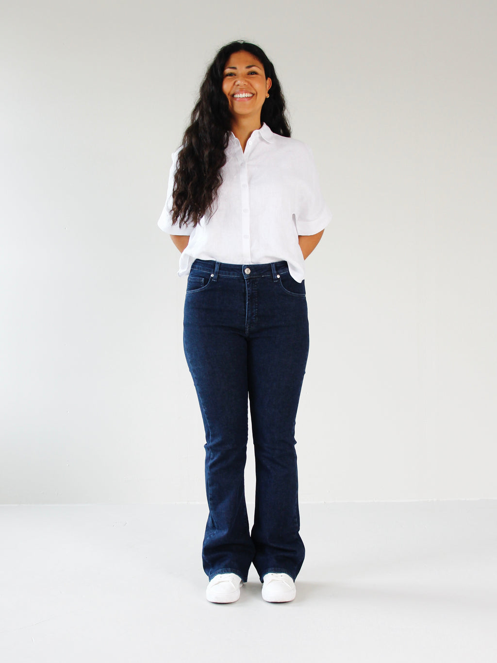 Wesley bootcut jeans til dame i Deep Sea