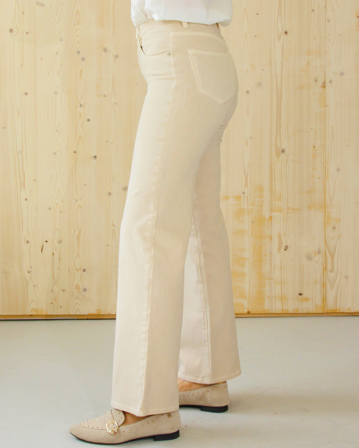Tiara wide leg jeans til dame i Light Sand