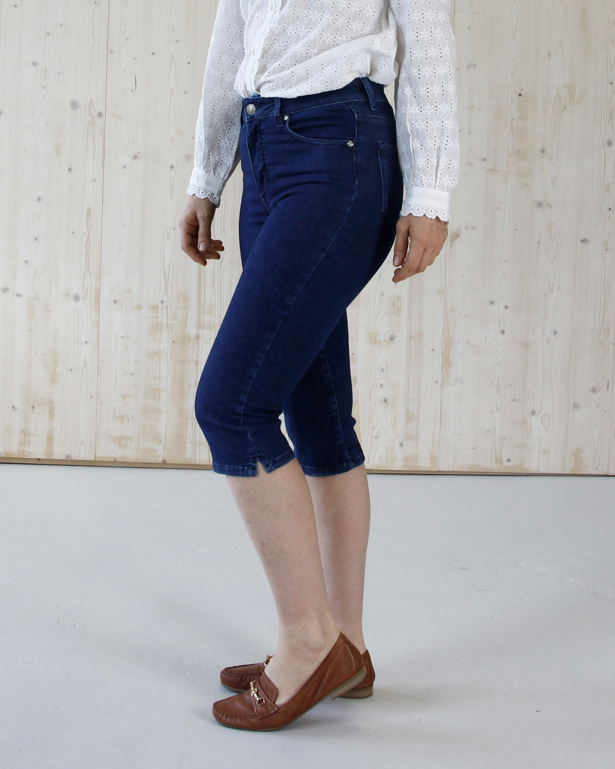 Opal capri jeans til dame i Greek Blue