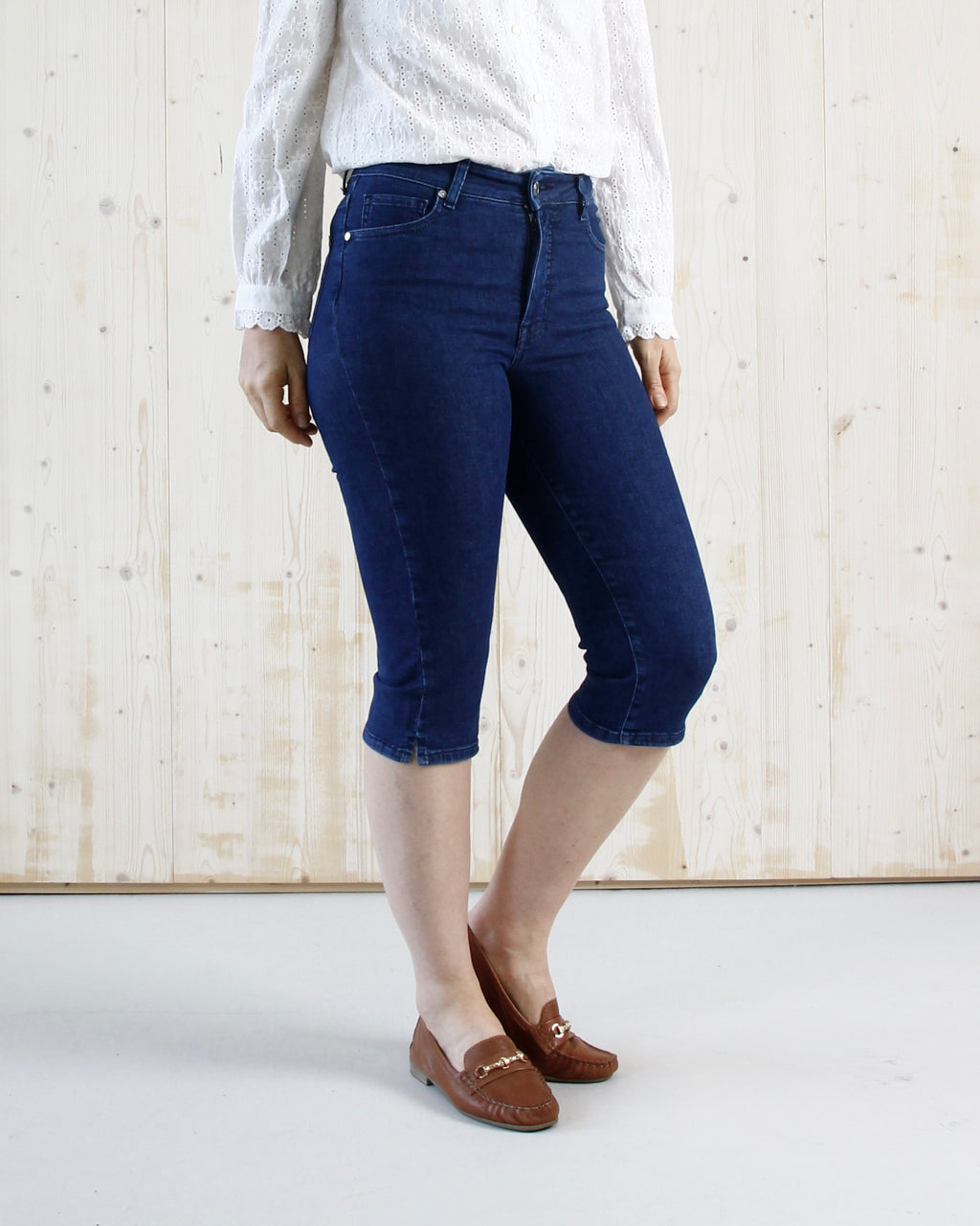 Opal capri jeans til dame i Greek Blue