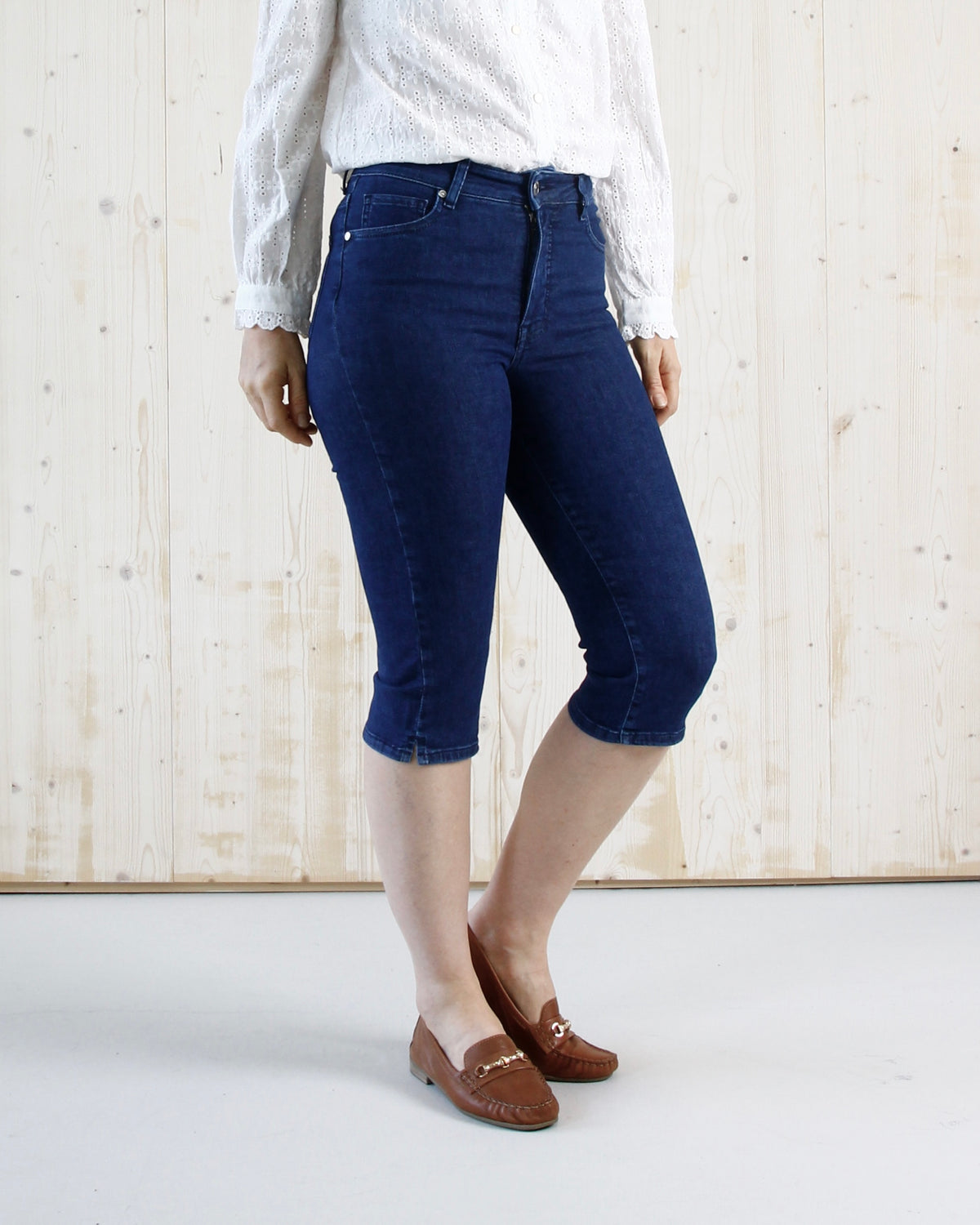 Opal capri jeans til dame i Greek Blue